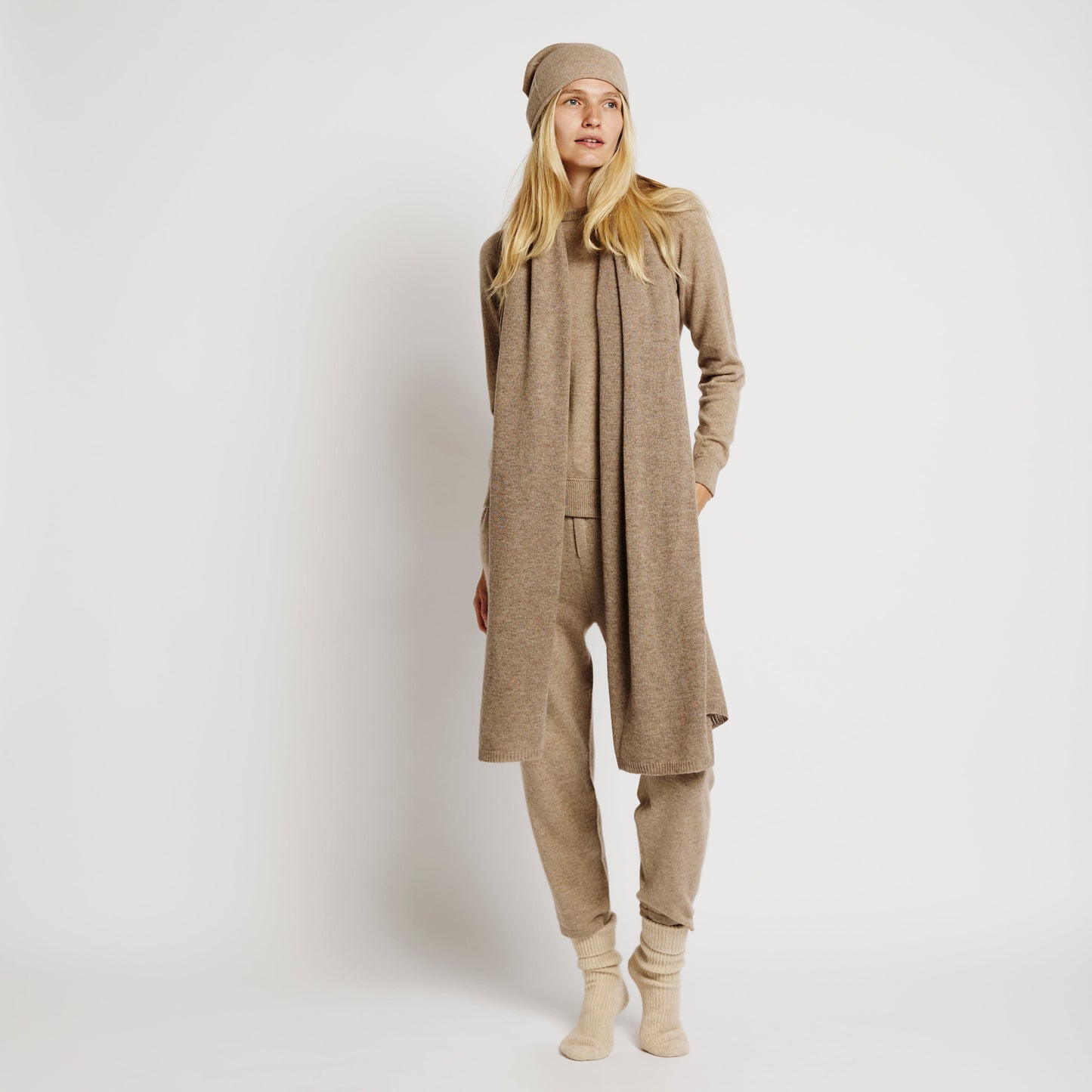 Alabaste-UK Scarf Natural Brown Cashmere Scarf