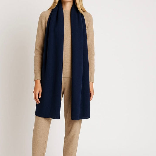 Alabaste-UK Scarf Navy Cashmere Scarf